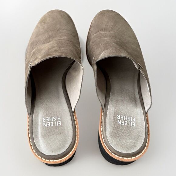 Eileen Fisher Loti Tumbled Nubuck Wedge Mule Shoes Size 7.5 - Picture 4 of 6